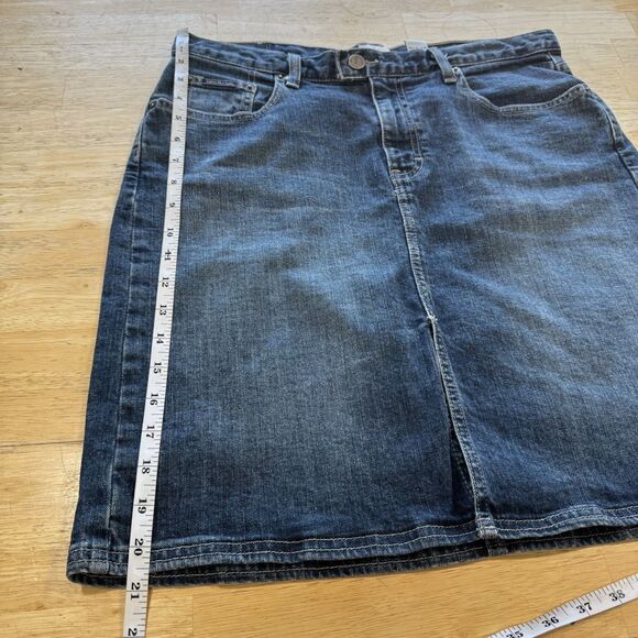 Calvin Klein Vtg. Y2k Denim Pencil Skirt Women's Size 10 Pockets Front Slit EUC - Picture 8 of 13